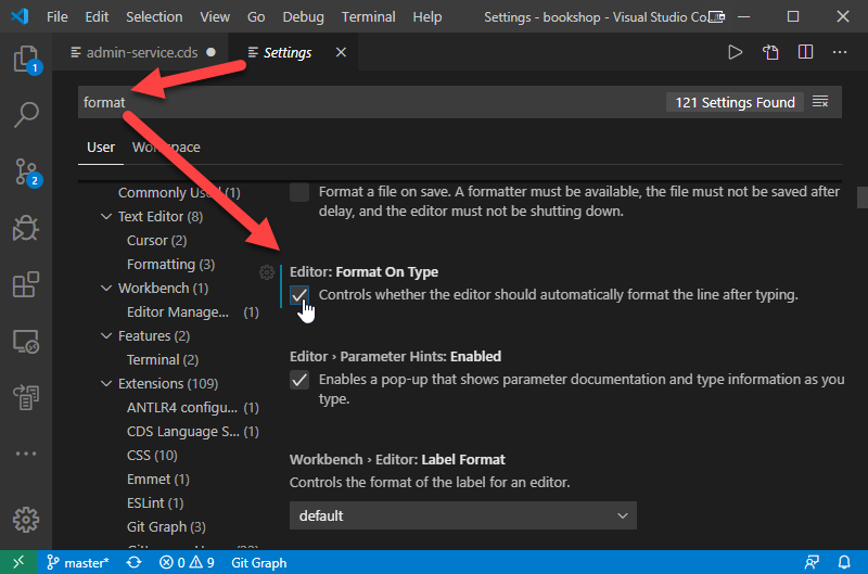 In your VS Code settings enable editor: format on type.