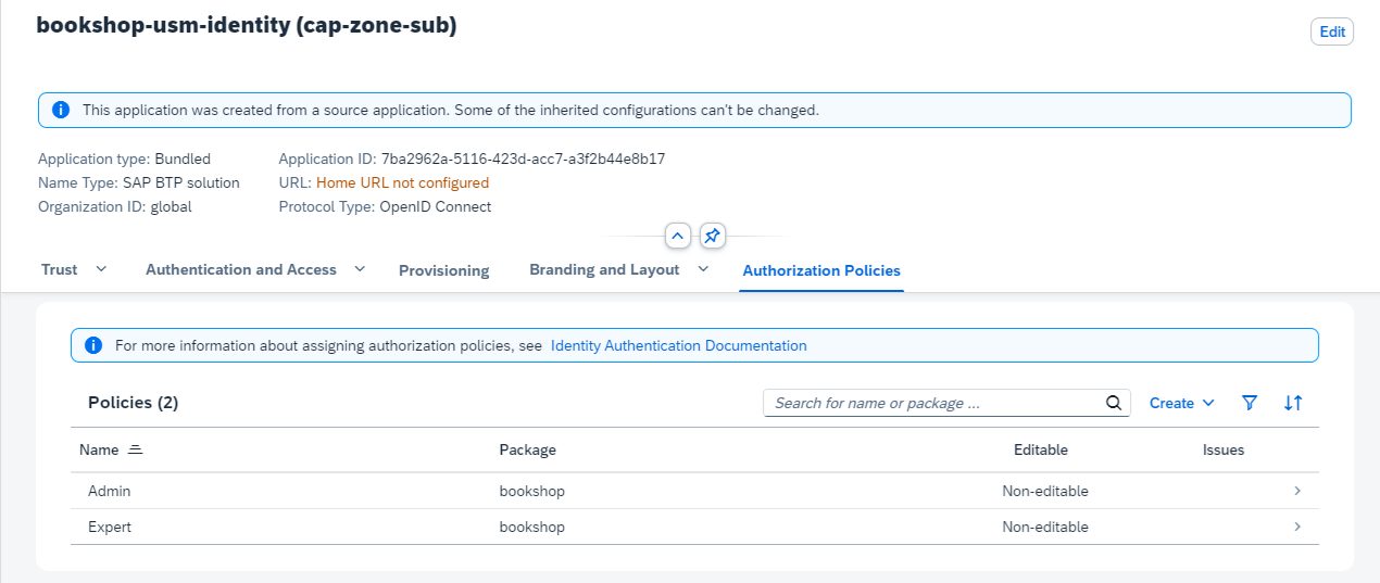 Screenshot showing the AMS Policy Assignment