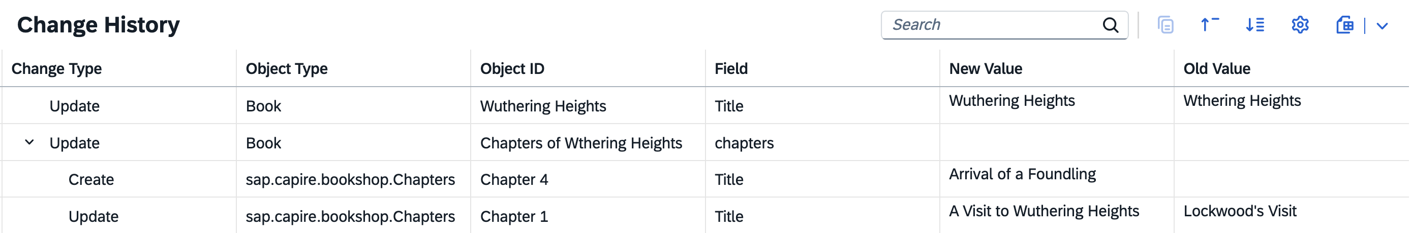 Change History with Tree Table