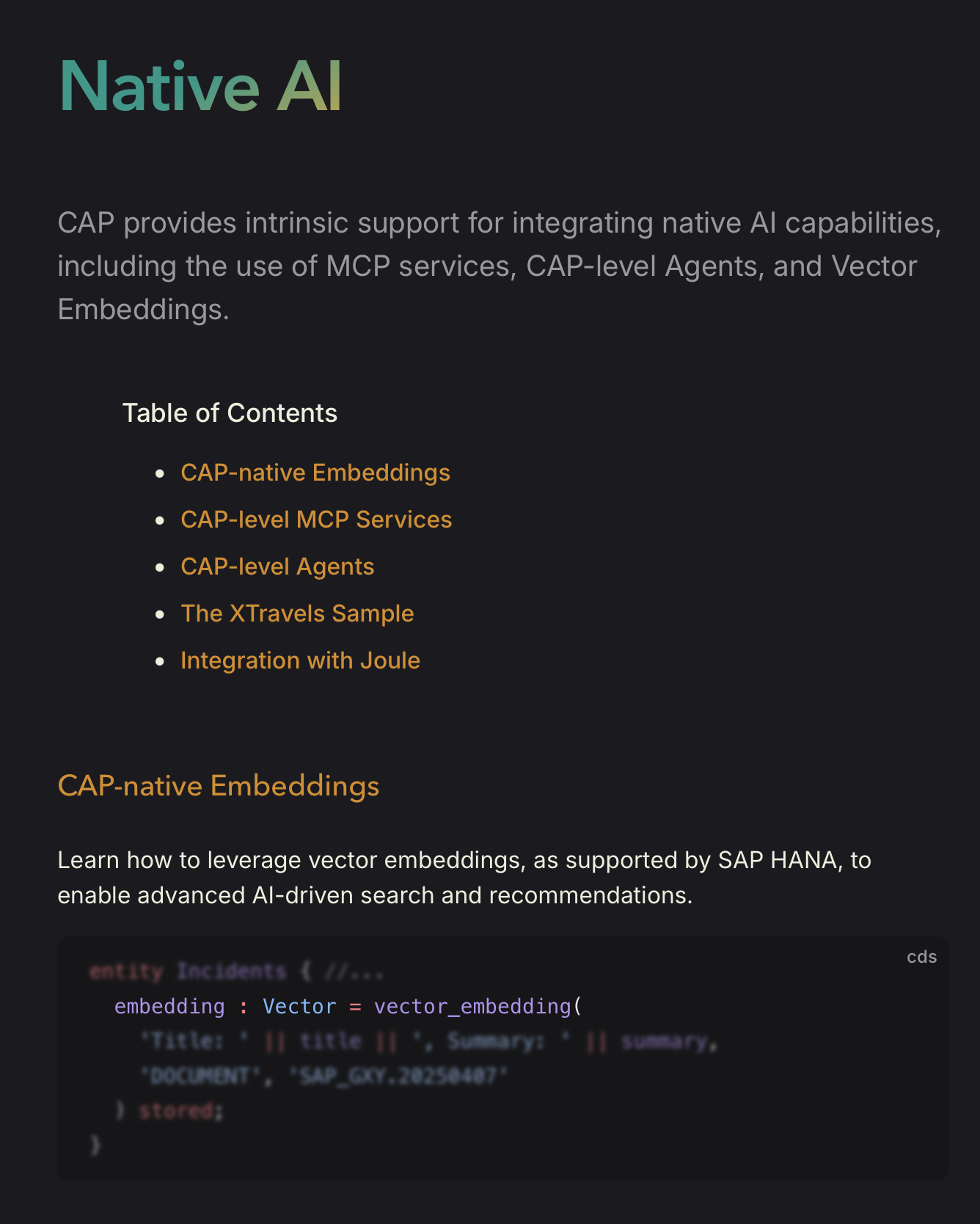 Screenshot of the new top-level section's cover page