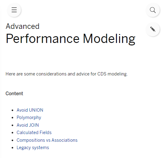 Screenshot of the Performance Modeling guide.