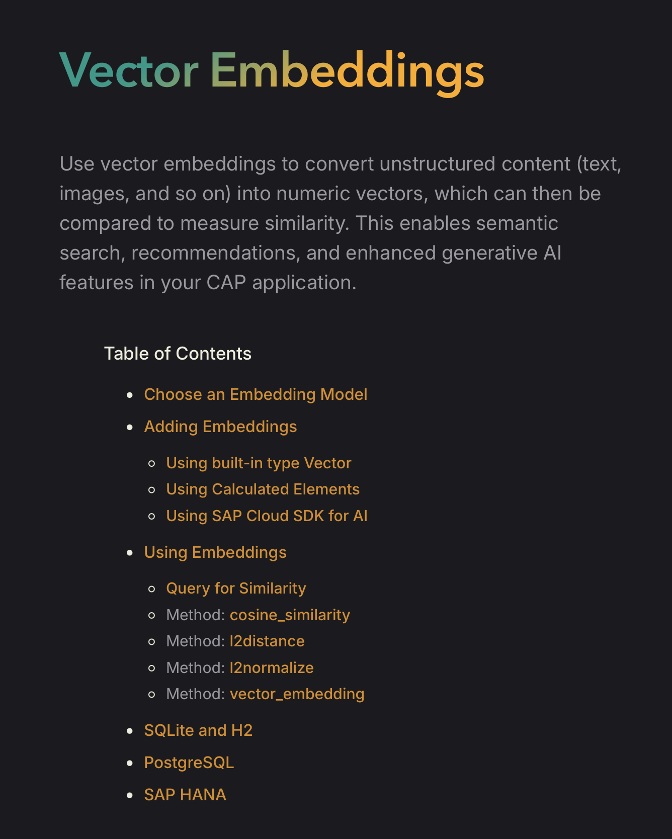 Screenshot of the table of contents of the updated guide